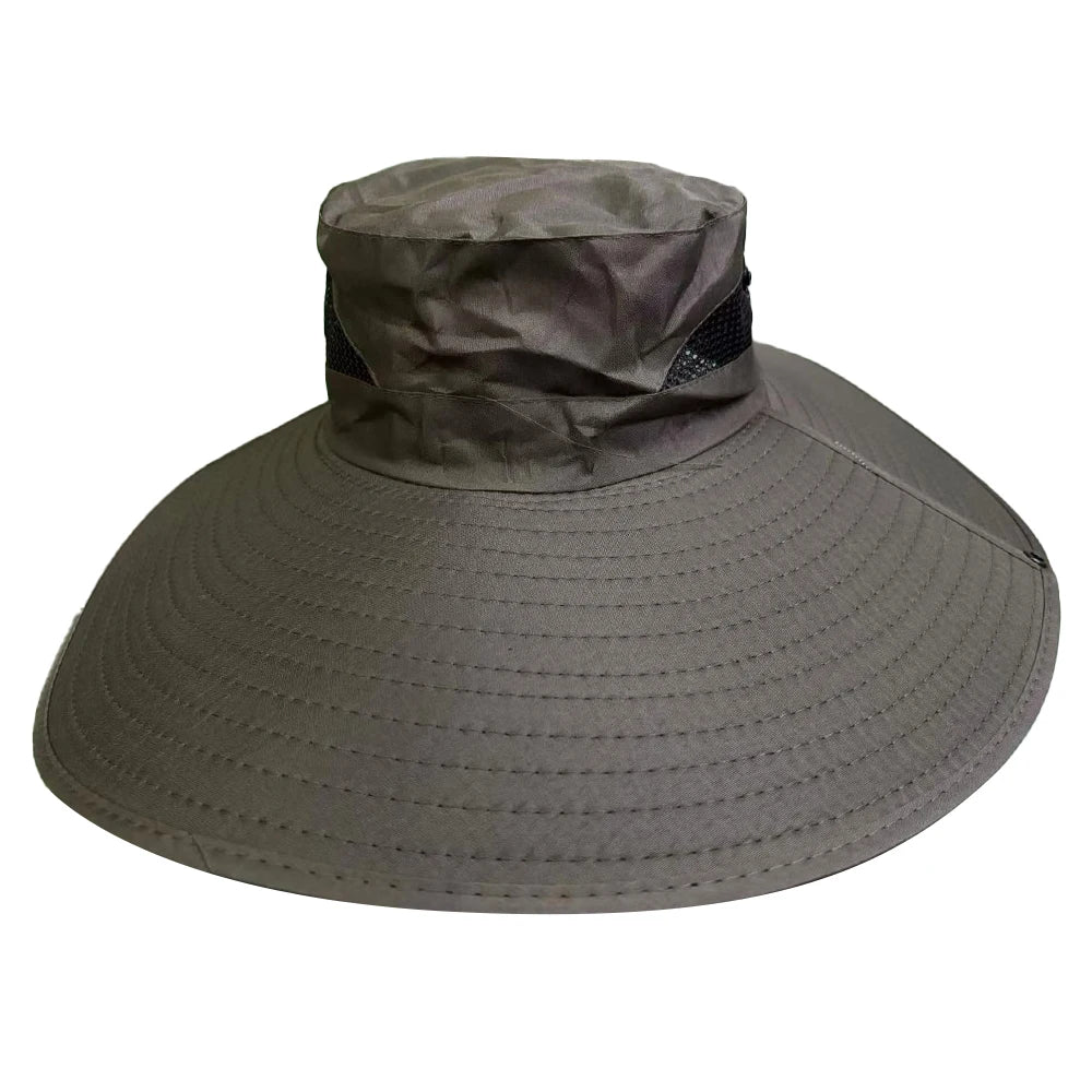Solar Fan Cap Outdoor Sun Hat With 2 Fan Large Brim Windproof Strap Solar Or USB Charging